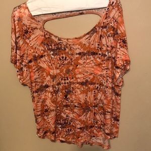 Orange tie dyed crop top.